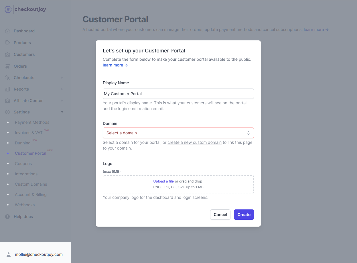CheckoutJoy customer portal